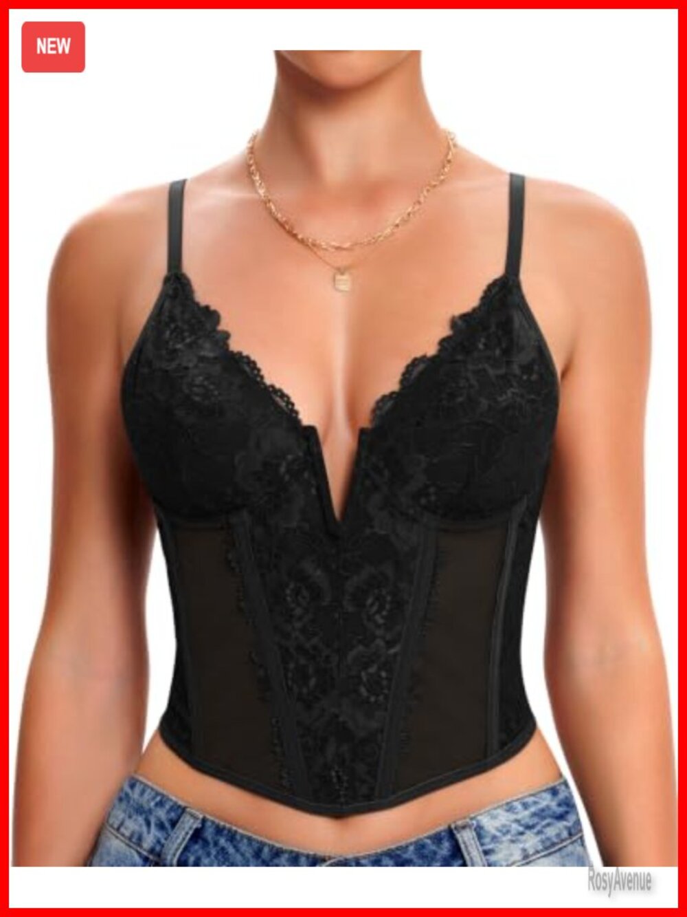 Lace Corset Top with Underwire Bustier and Boned Bodice